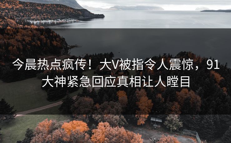 今晨热点疯传！大V被指令人震惊，91大神紧急回应真相让人瞠目