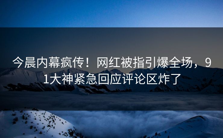 今晨内幕疯传！网红被指引爆全场，91大神紧急回应评论区炸了
