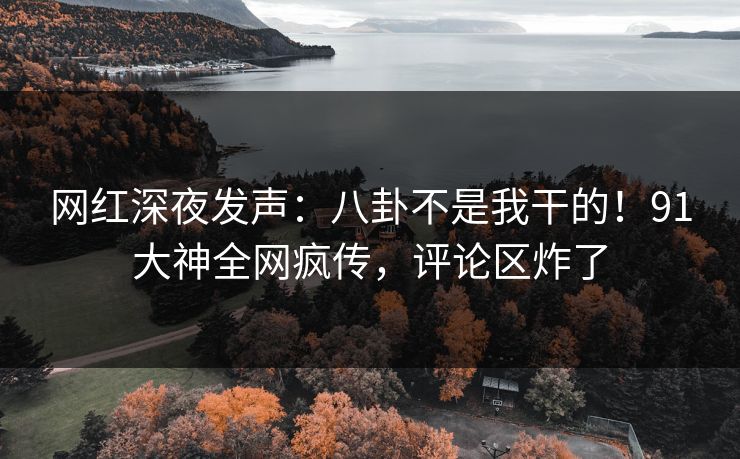 网红深夜发声：八卦不是我干的！91大神全网疯传，评论区炸了