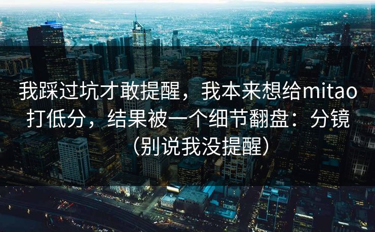 我踩过坑才敢提醒,我本来想给mitao打低分,结果被一个细节翻盘:分镜(别说我没提醒) 我踩过坑才敢提醒,我本来想给mitao打低分,结果被一个细节翻盘:分镜(别说我没提醒)