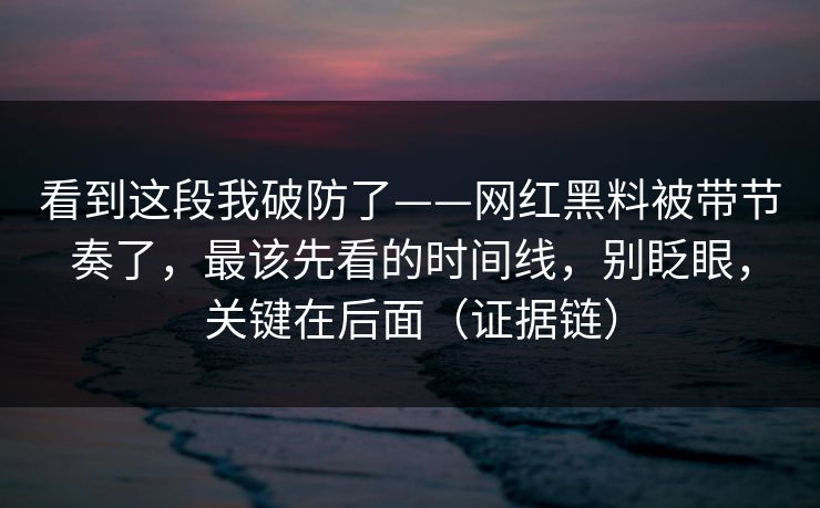 看到这段我破防了——网红黑料被带节奏了，最该先看的时间线，别眨眼，关键在后面（证据链）